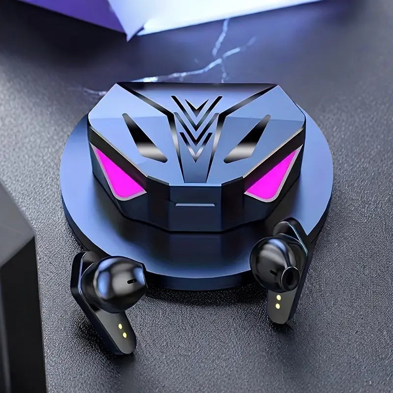 Écouteurs sans fil gaming avec boîtier LED – Casque Bluetooth basse latence