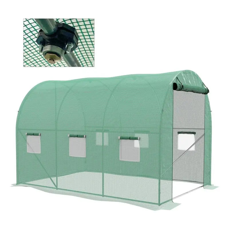 Serre de Jardin Tunnel 3x2m Serre Maraîchère avec Bâche Renforcée et Fenêtres d’Aération pour Potager