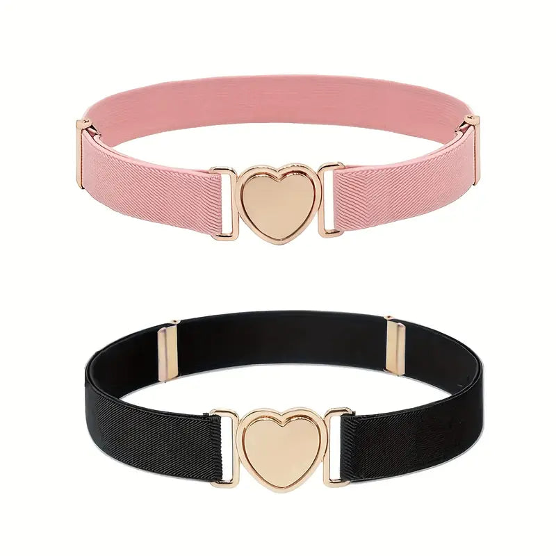 Ceinture Femme Élastique avec Boucle Cœur Dorée – Accessoire Mode Chic pour Robe et Taille