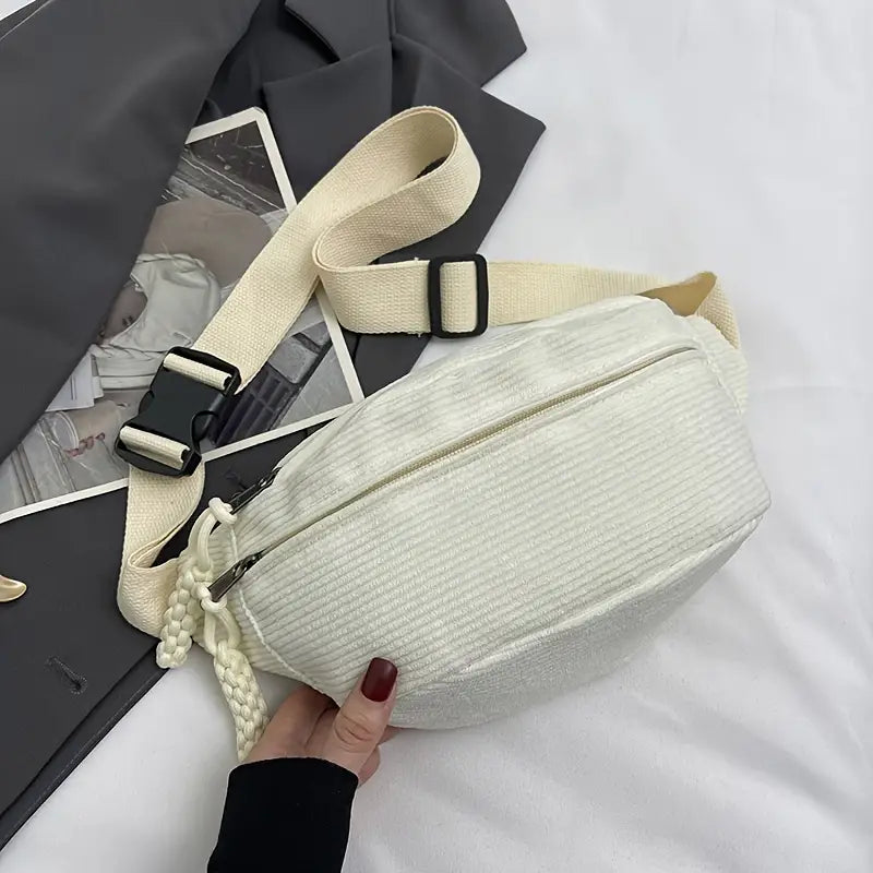 Sac banane et bandoulière femme – Tendance velours côtelé, idéal pour look décontracté