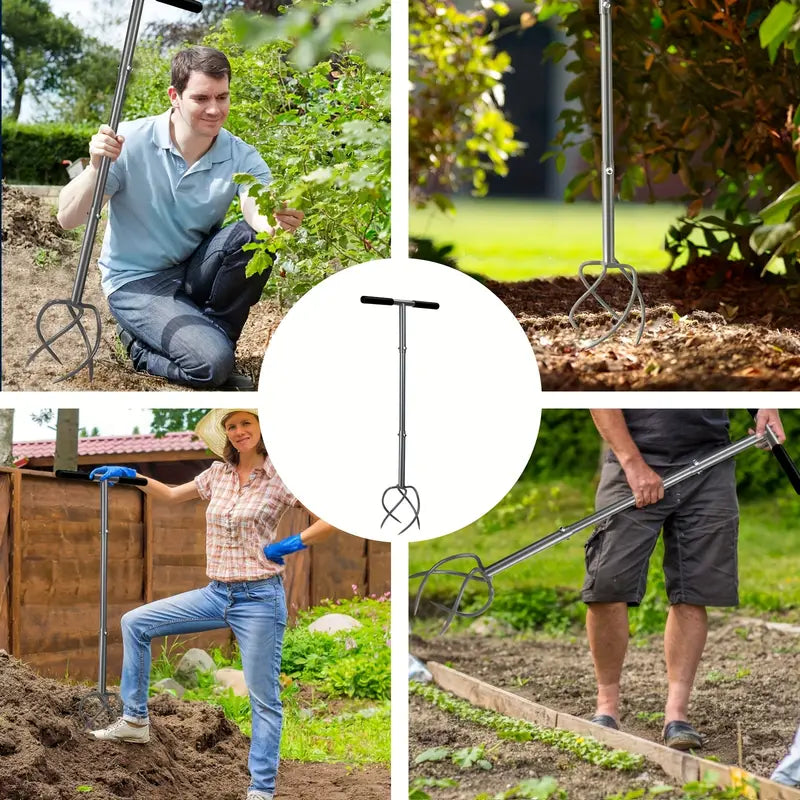Cultivateur Manuel à Main en Acier – Outil de Jardinage Ergonomique pour Ameublir et Aérer le Sol