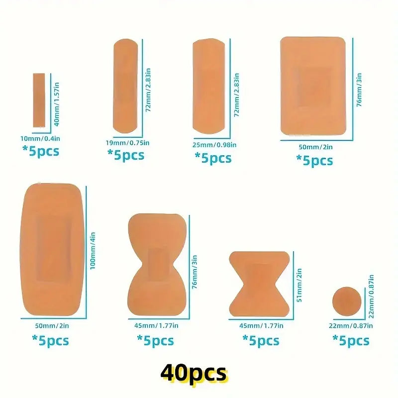 Lot de 40 Pansements Adhésifs Multiformats – Résistants à l’Eau, Hypoallergéniques et Stériles