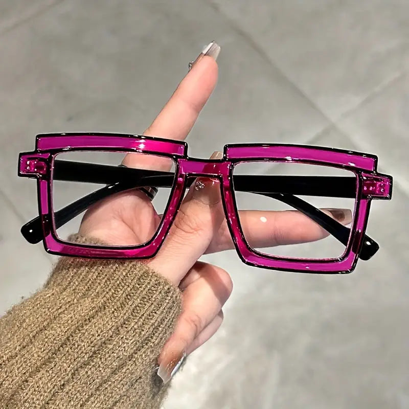 Lunettes homme rectangulaires oversize – Monture transparente et noire design tendance