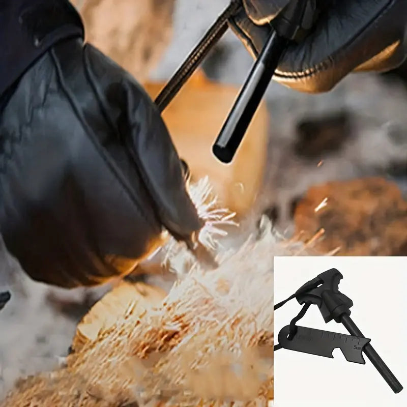 Allume-feu magnésium avec grattoir multifonction – Pierre à feu portable pour camping, survie et randonnée