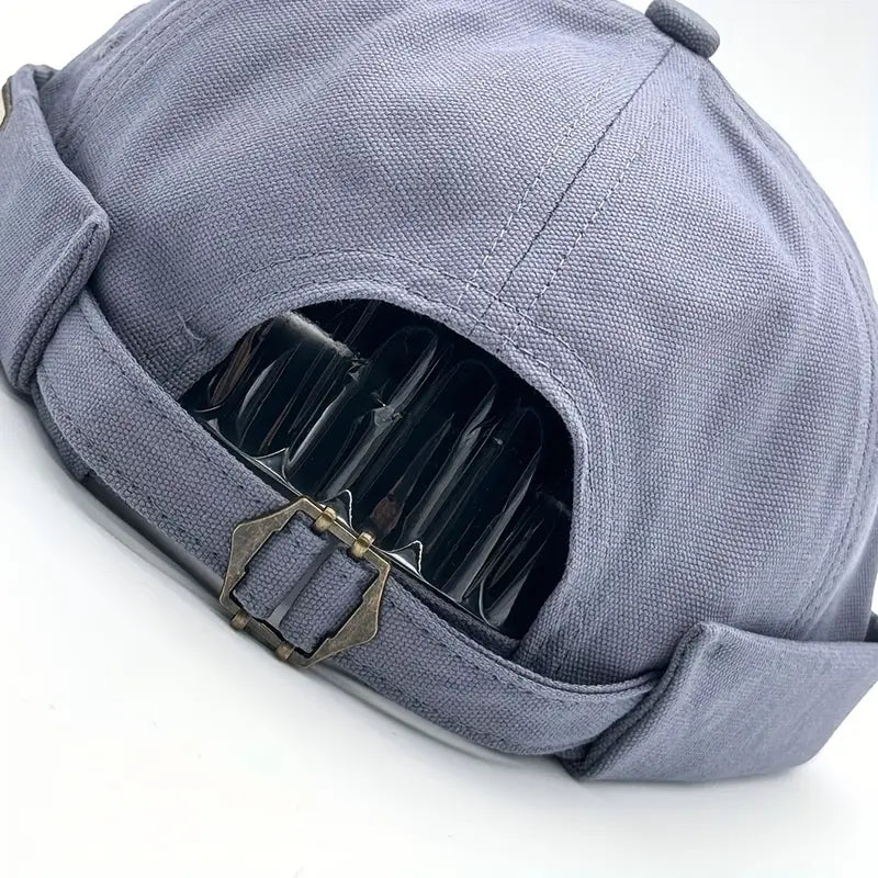 Bonnet docker homme style rétro – Casquette sans visière en coton kaki ajustable