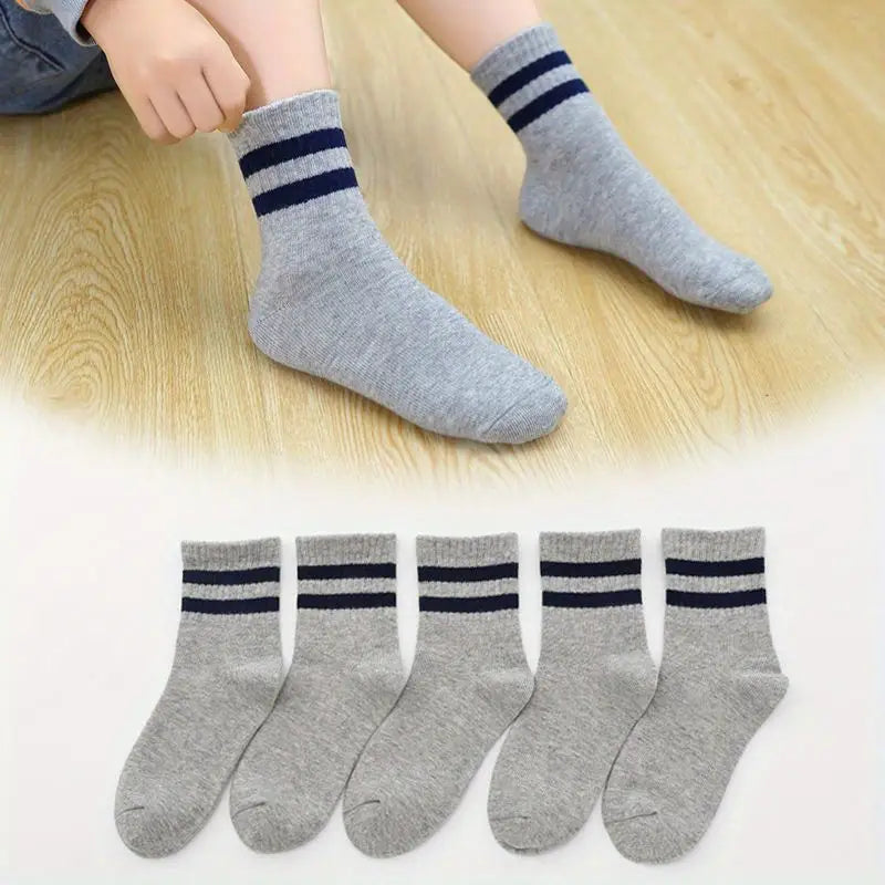 Chaussettes Enfant Noires à Rayures Blanches – Confortables et Respirantes pour Garçon/Fille