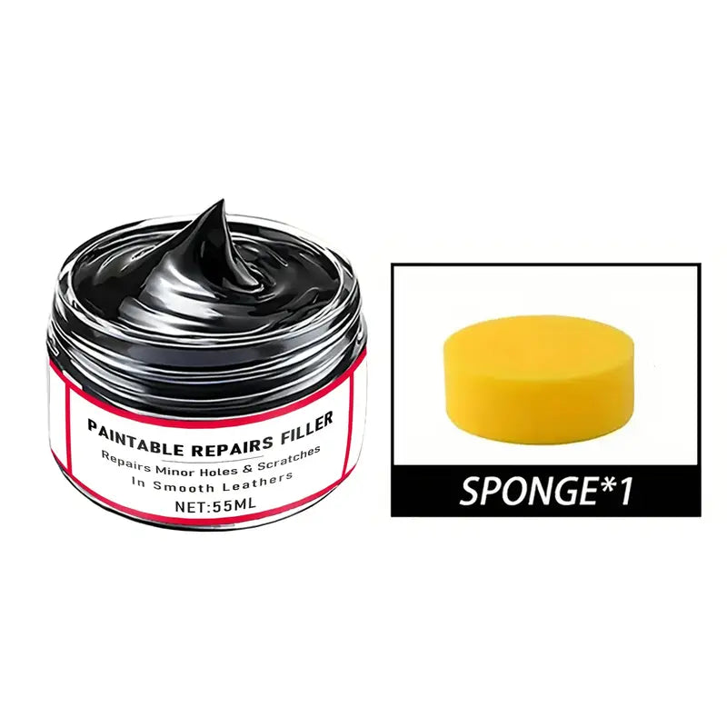 Pâte de réparation cuir voiture 35/55ml avec éponge – Kit entretien intérieur pour combler rayures et fissures