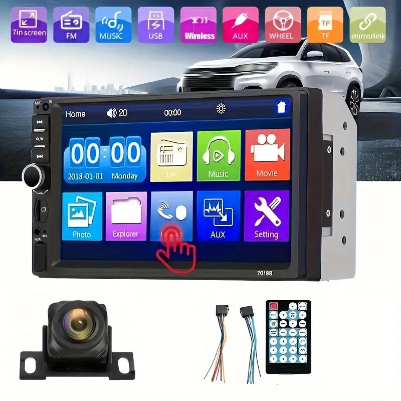 Autoradio Voiture Écran Tactile HD avec Télécommande – Bluetooth, USB, FM, Contrôle Facile