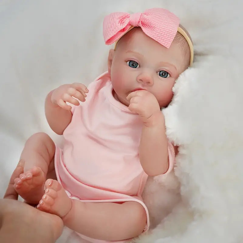Poupée Bébé Réaliste en Silicone avec Tenue Rose – Poupée Reborn pour Jeu et Collection