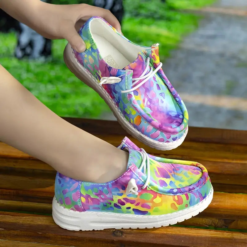 Mocassins fille colorés arc-en-ciel – Chaussures sans lacets légères et confortables pour enfant