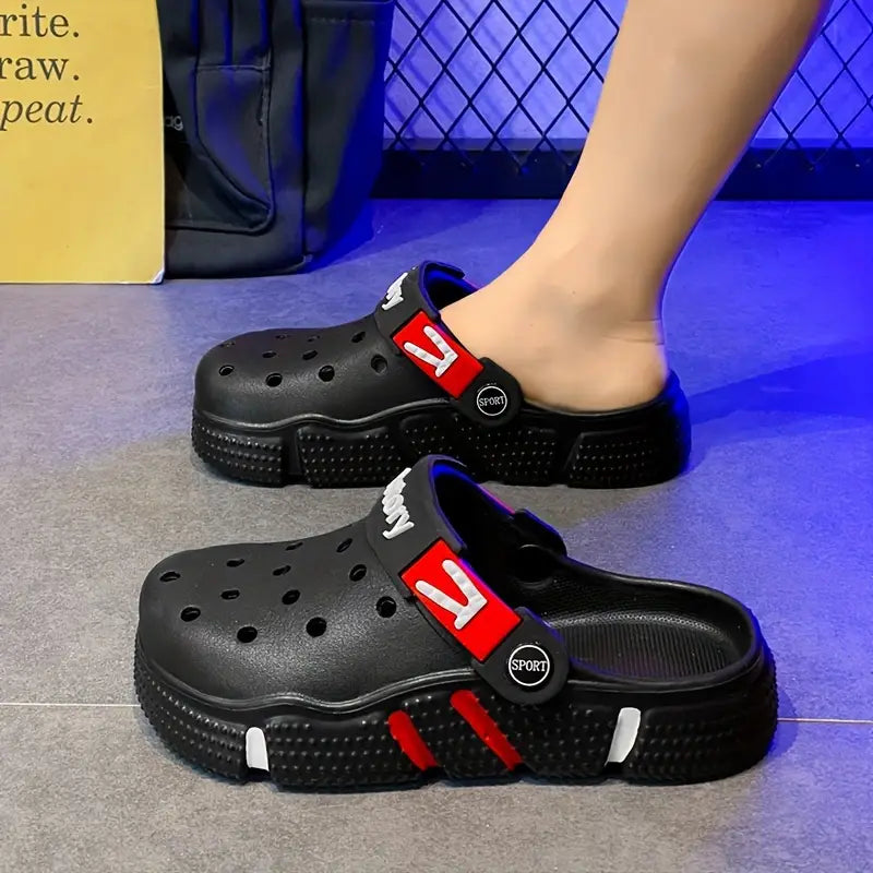 Sabots garçon noirs sport légers – Mules respirantes avec bride réglable Victory