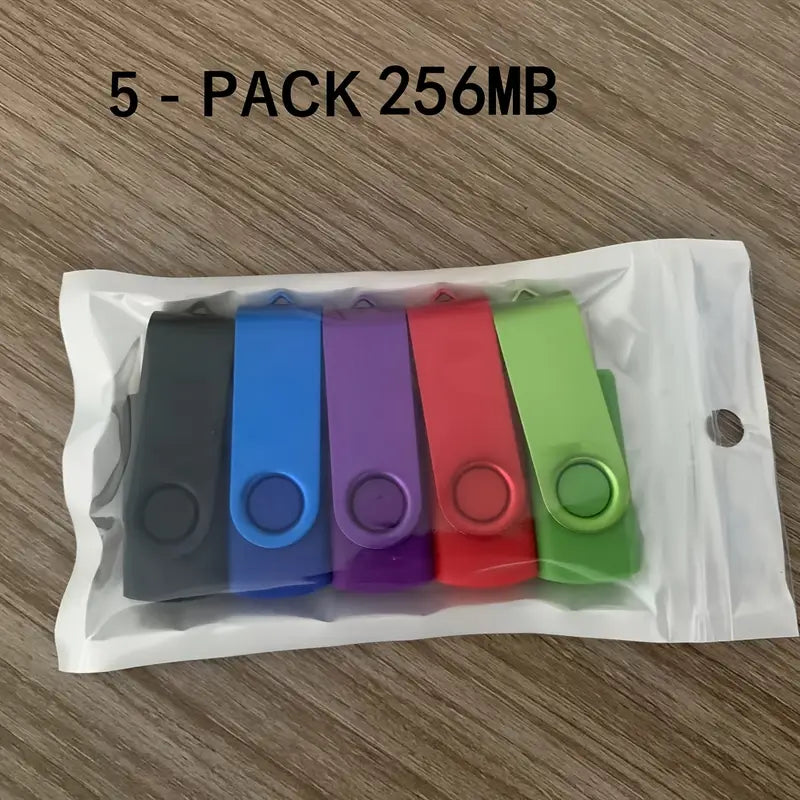 Lot de 5 Clés USB  Multicolores – Stockage Portable Pivotant pour Ordinateur, Bureau et École