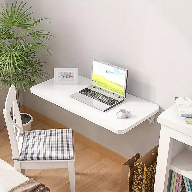 Bureau Mural Rabattable en Bois – Table Pliante Gain de Place pour Bureau ou Cuisine