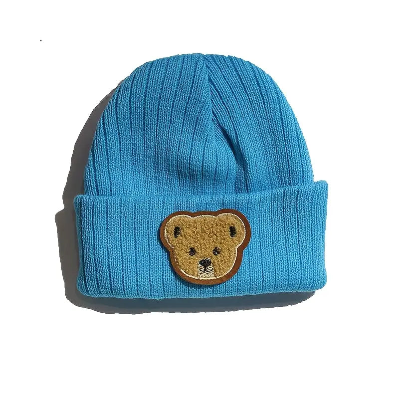 Bonnet Tricot Enfant avec Motif Ourson – Chapeaux et Casquettes Bébé Fille & Garçon | Hiver Chaud & Confortable