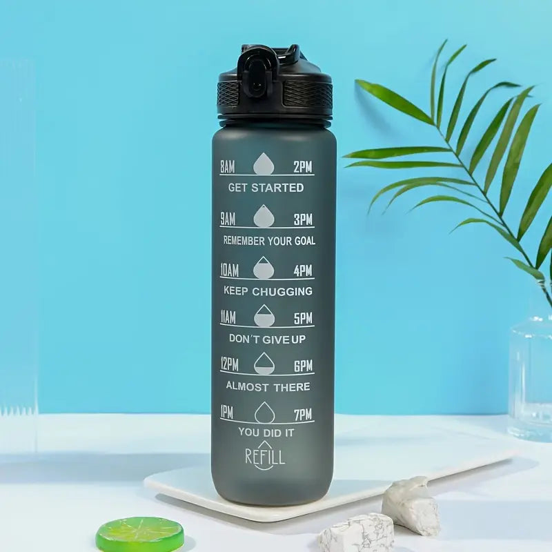 Gourde de sport motivationnelle 1L – Bouteille d’eau graduée avec rappel horaire