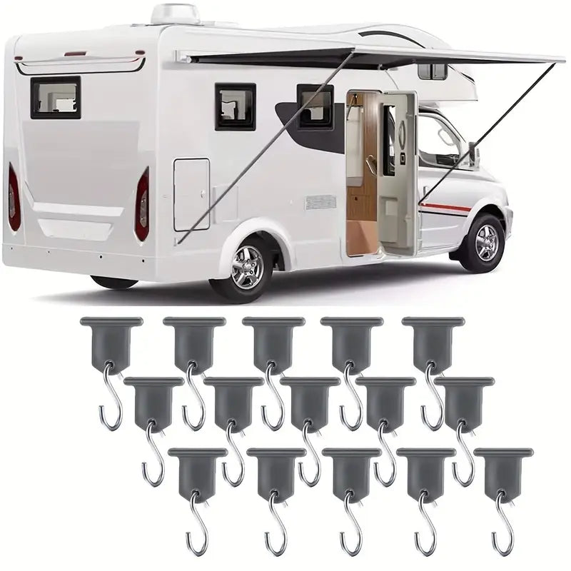 Crochets de Suspension pour Auvent de Camping-Car – Accessoires Pratiques pour Étendoir, Lampes et Ustensiles