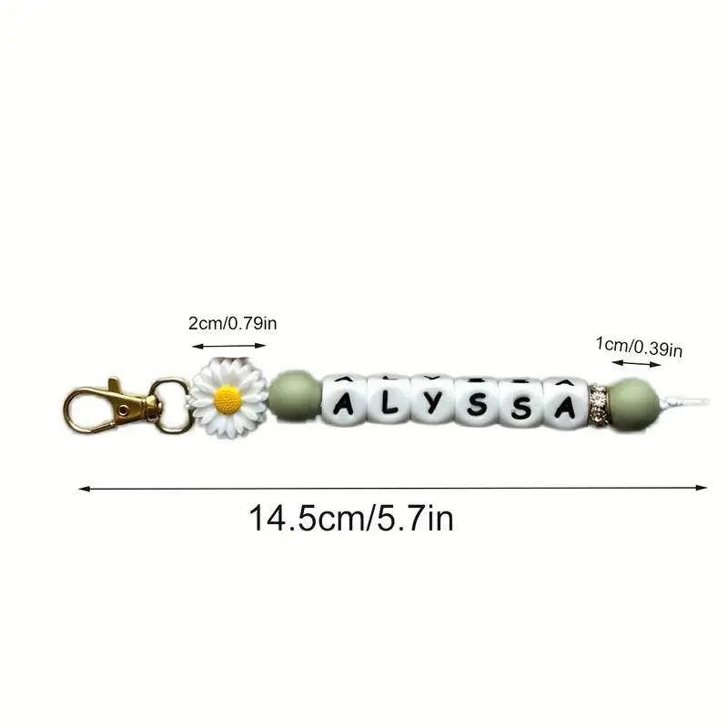 Porte-clés Enfant Personnalisé avec Prénom – Perles Colorées en Silicone, Cadeau Unique et Original