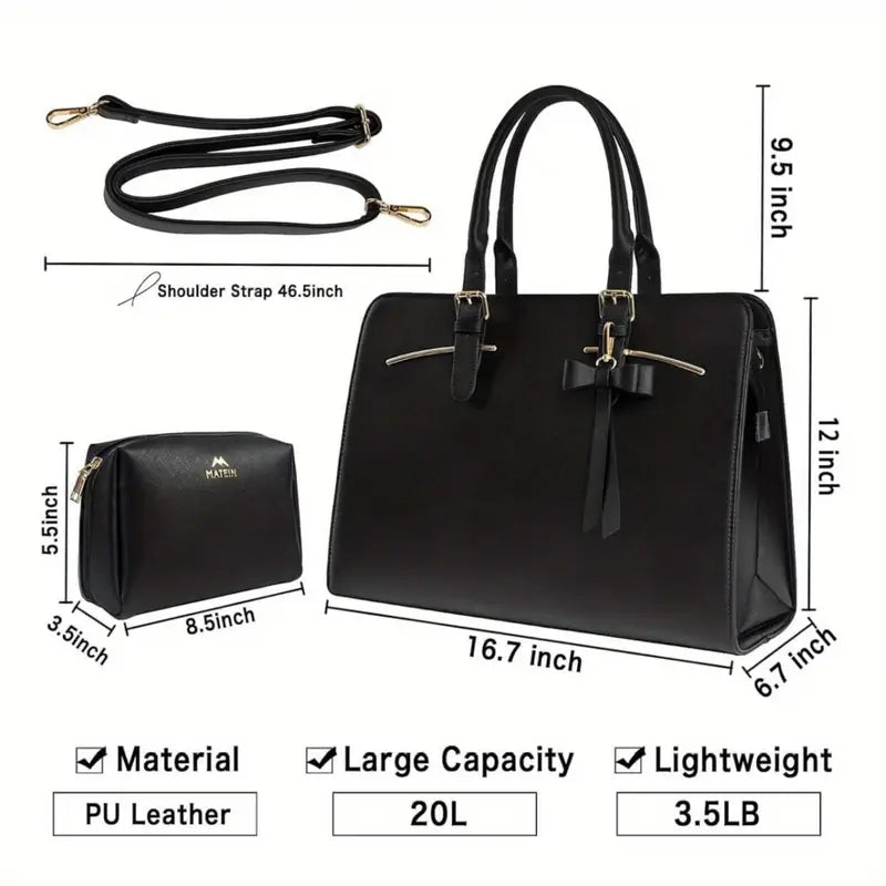 Sac à Main Femme Élégant avec Port USB – Sac Ordinateur Portable 15,6’’ et Pochette Accessoires