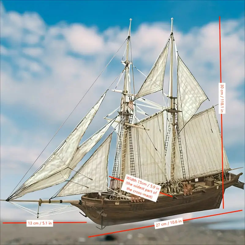 Maquette Bateau Voilier 3D en Bois – Kit de Construction Navire Historique avec Voiles, 30 cm