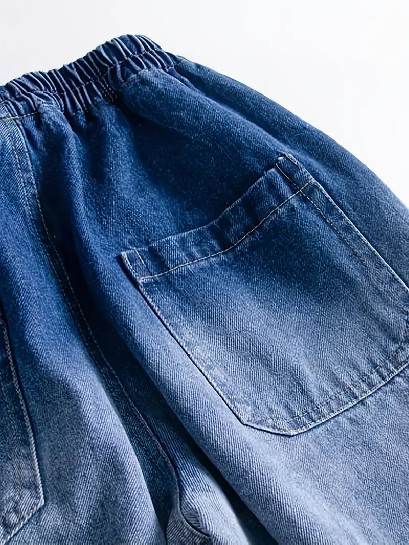 Jean Garçon Taille Élastique – Pantalons Enfant Confortables en Denim Bleu avec Poches Pratiques