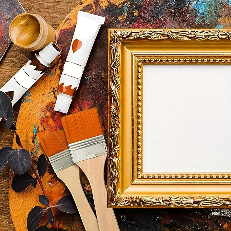 Lot de Pinceaux à Peinture Plates en Fibre Synthétique – Poignée en Bois, Idéal pour Travaux de Peinture Murale, Acrylique ou Vernis – Collection Outils de Peinture