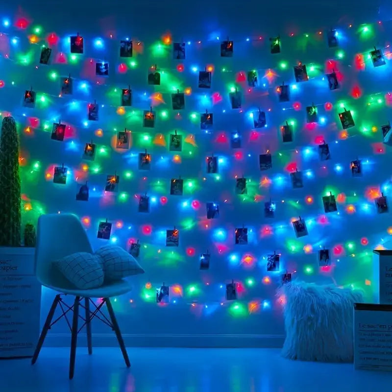 Guirlande Lumineuse LED avec Pinces – Éclairage Déco pour Photos, Mur et Chambre Ambiance Chaleureuse