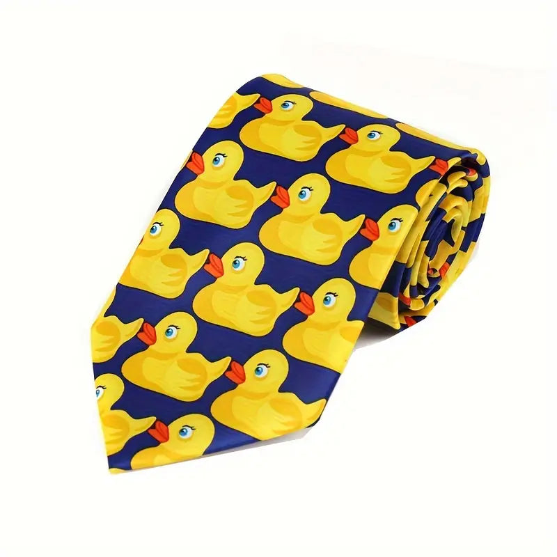 Cravate fantaisie homme à motifs canards jaunes – Accessoire original et humoristique pour soirées et événements