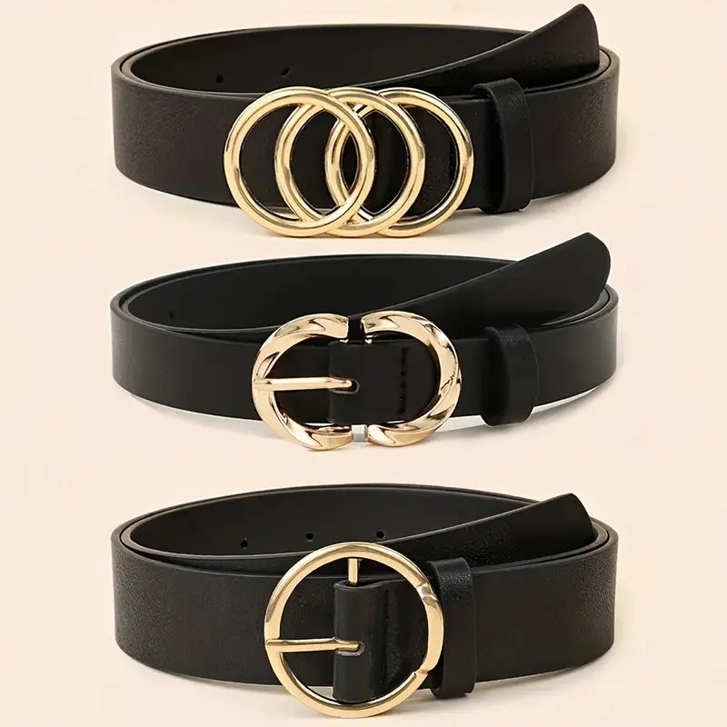 Ceinture femme élégante avec boucle dorée – Disponible en noir, marron et beige
