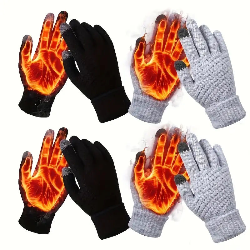 Gants chauffants femme hiver – Gants tactiles tricotés thermiques écran tactile, mains toujours au chaud
