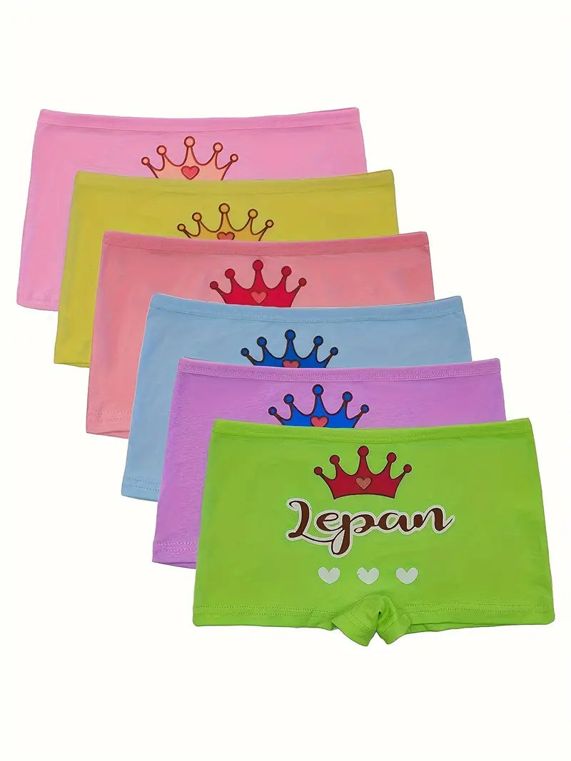 Lot de 6 Culottes Fille en Coton – Sous-vêtements Colorés Confortables et Doux