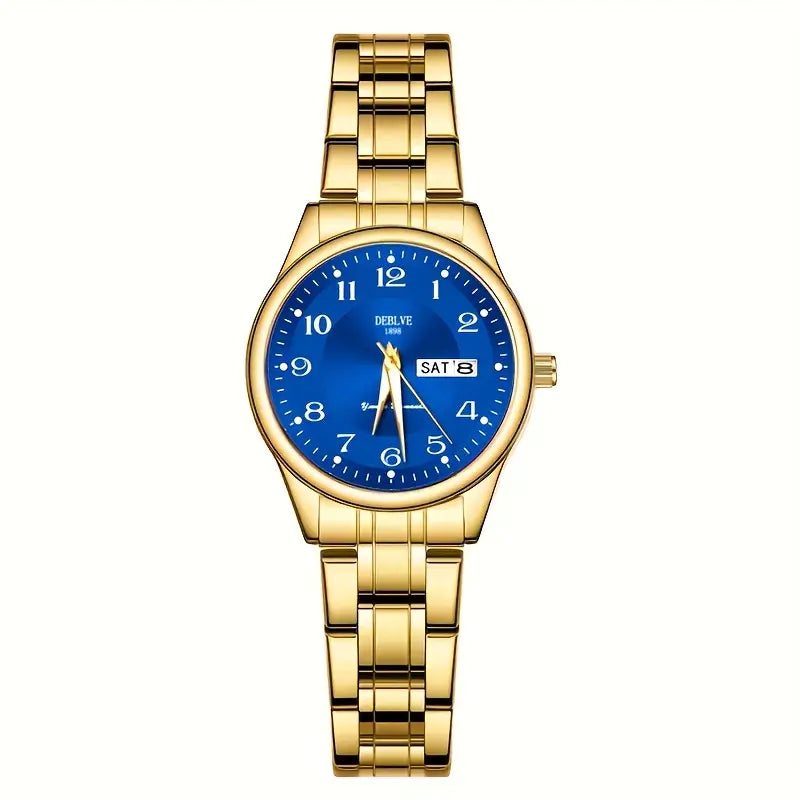 Montre femme acier bicolore argent et or – Quartz lumineux avec affichage date
