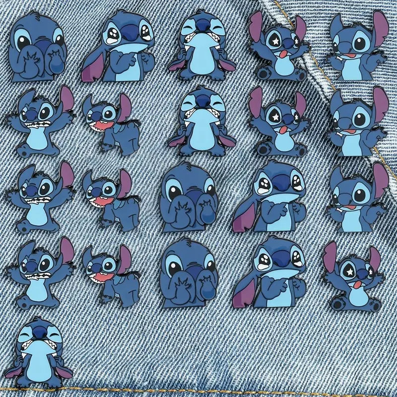 Lot de 21 Broches Enfant Stitch – Pins Dessin Animé Disney Colorés pour Vêtements et Sacs