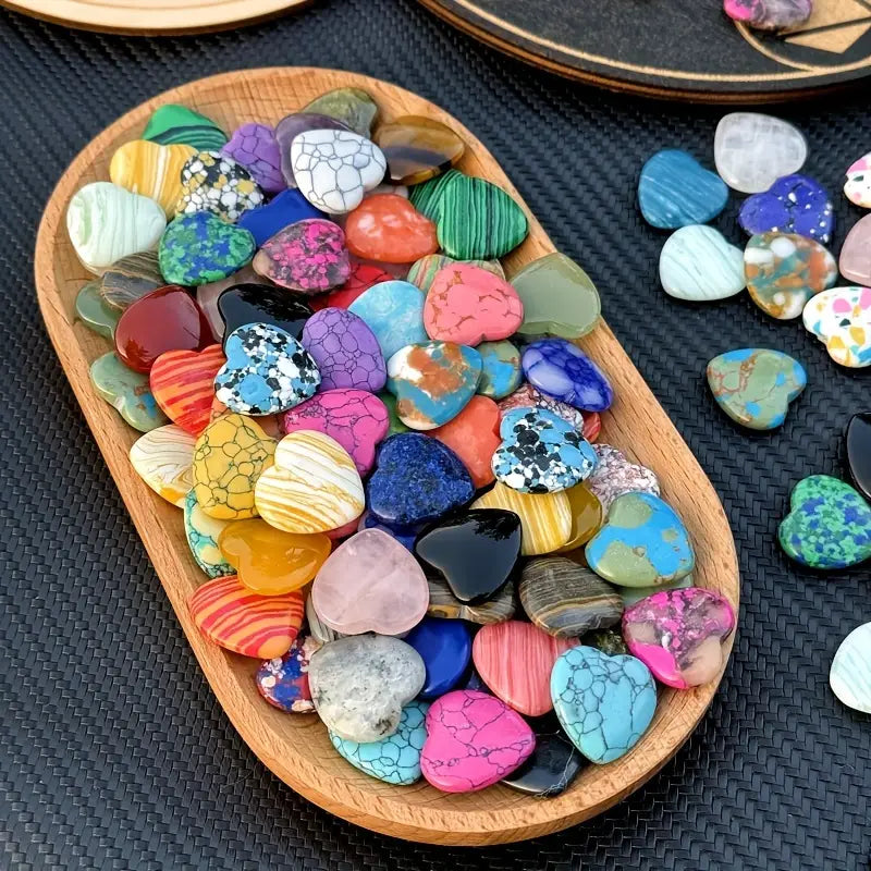 Pierres précieuses en forme de cœur – Gemmes naturelles multicolores en vrac pour bijoux et lithothérapie