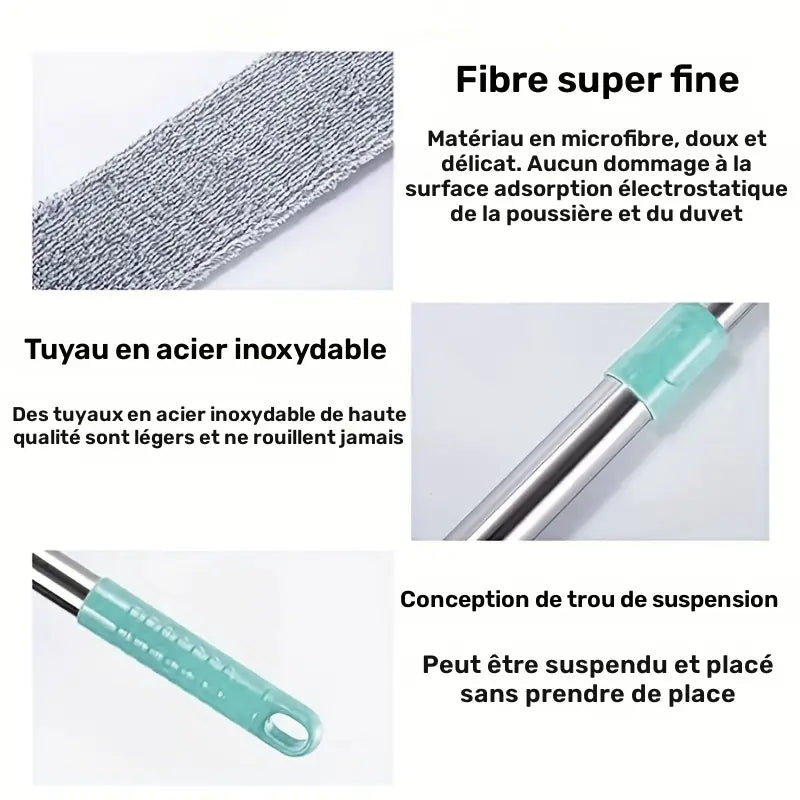 Balai Flexible Microfibre pour Recoins – Nettoyage Facile sous les Meubles, Lits et Endroits Inaccessibles