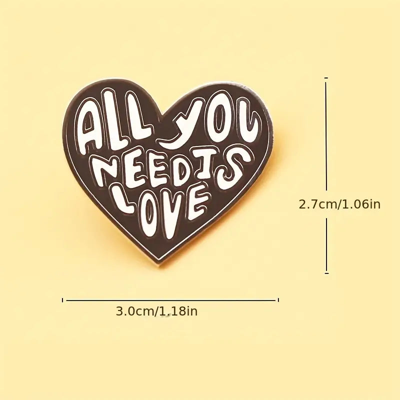 Pin’s cœur All You Need Is Love – Broche vintage romantique style rétro