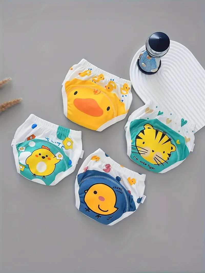 Culottes d’apprentissage bébé réutilisables – Lot de 4 couches lavables imprimées animaux mignons
