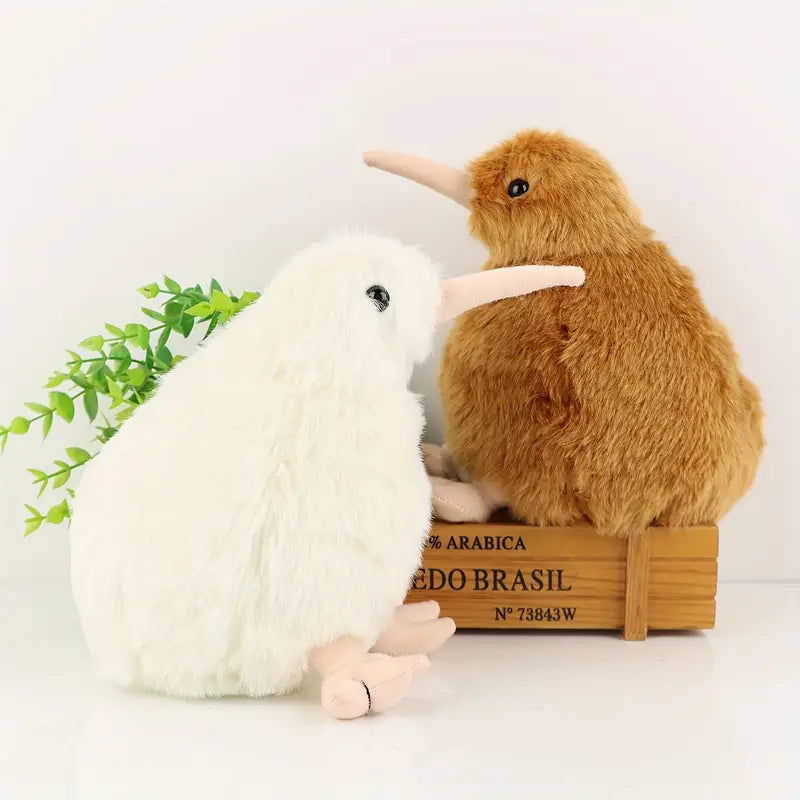 Peluche Kiwi réaliste – Oiseau en peluche douce marron ou blanche, jouet câlin original