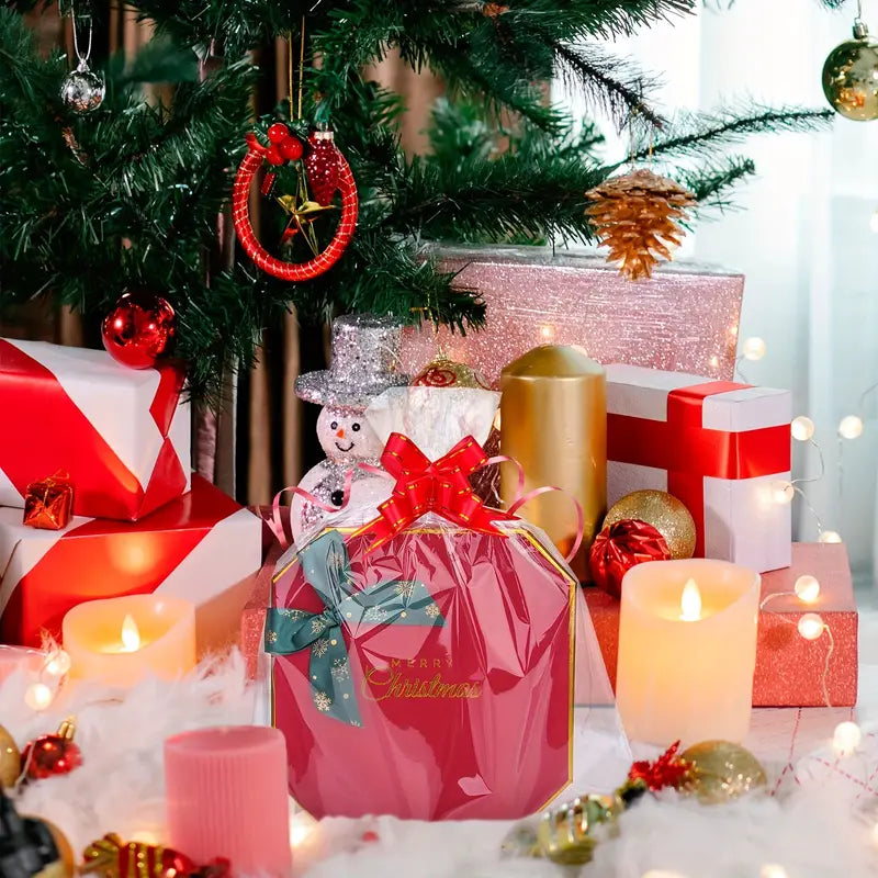 Sac Cadeau de Noël avec Nœud – Emballage Festif Réutilisable pour Fêtes et Occasions Spéciales