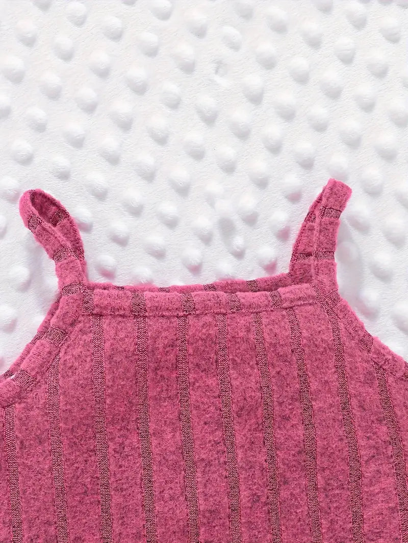 Haut bébé fille en tricot côtelé avec robe sans manches assortie – Tenue élégante automne/hiver
