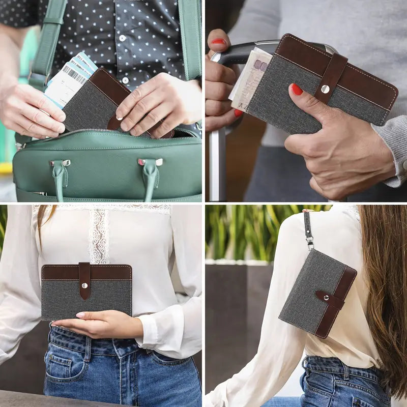 Protège-passeport homme en tissu et simili cuir Élégant, résistant et idéal pour voyager avec style