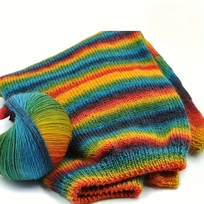 Pelote de Laine Arc-en-Ciel Dégradé – Fil Multicolore Doux pour Crochet & Tricot Créatif
