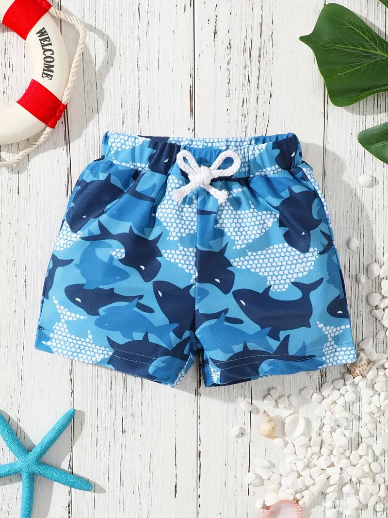 Maillot de bain garçon bleu motif requins – Short de bain confortable et tendance pour l’été