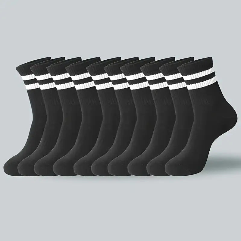 Lot de 12 paires de chaussettes homme noires et blanches – Style sport à rayures, confort et durabilité