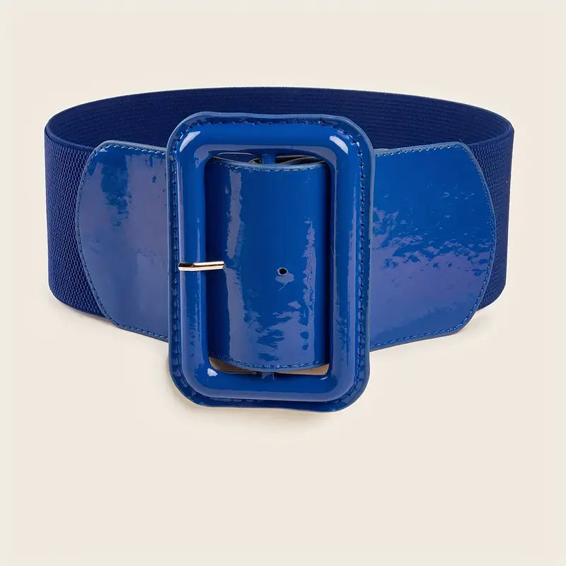 Ceinture femme large élastique jaune – Accessoire tendance avec boucle rectangulaire