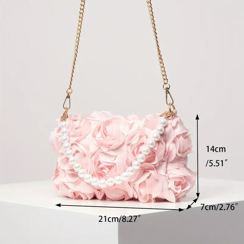 Sac besace noir femme design 3D à fleurs – Élégant, tendance et idéal pour vos soirées