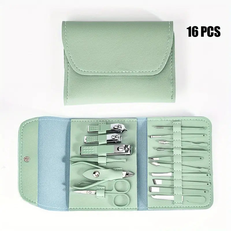 Trousse Manucure et Pédicure 16 Pièces – Kit Professionnel Coupe-Ongles et Soins des Mains et Pieds avec Étui Compact