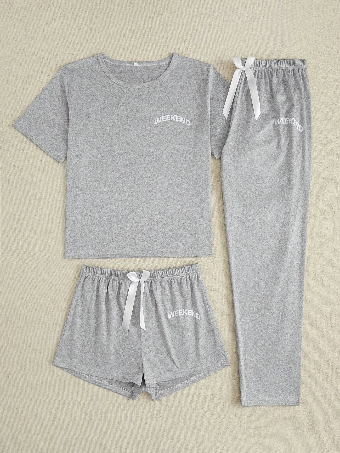 Pyjama Femme 3 Pièces Noir – T-Shirt, Short & Pantalon Long, Ensemble Polyvalent et Confortable pour la Nuit