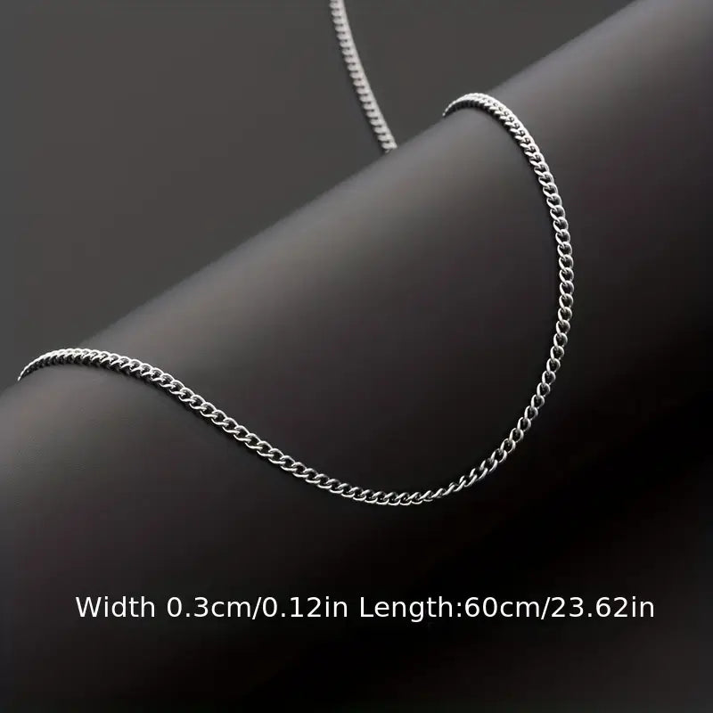 Collier homme chaîne cubaine fine en acier inoxydable argent – Bijou sobre et élégant