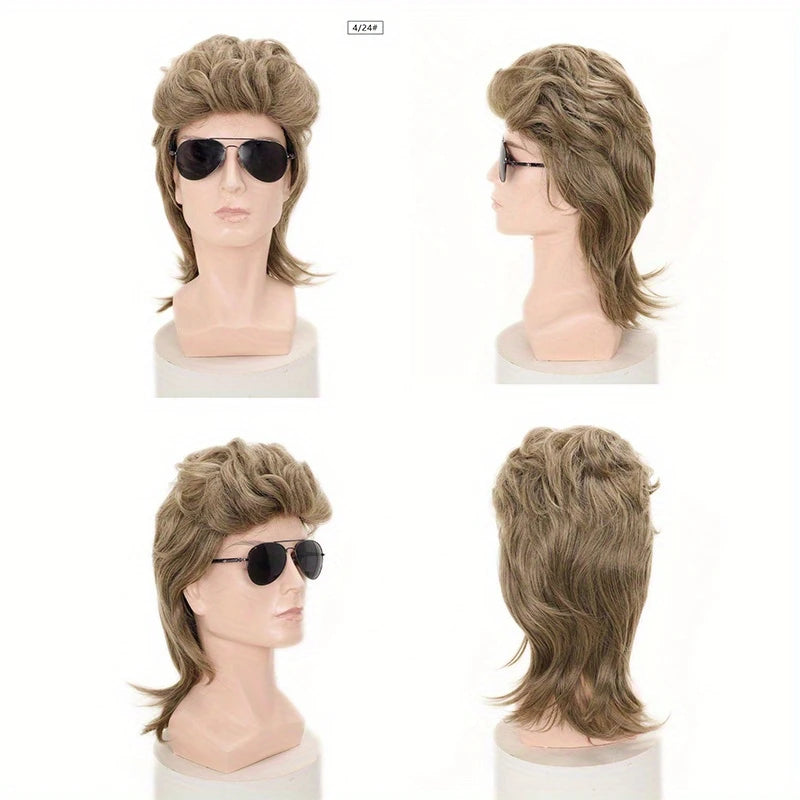 Perruque Homme Style Mullet – Look Vintage Années 80 Rock & Déguisement Détenteur de Style