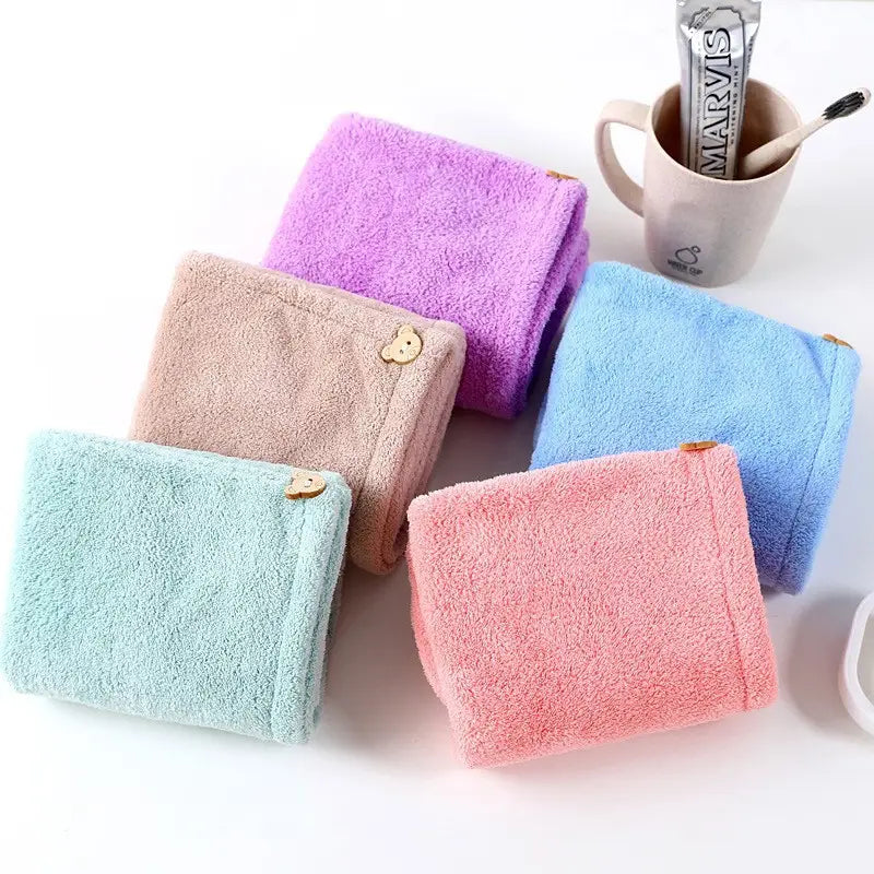 Serviettes à Cheveux en Microfibre Ultra-Absorbantes – Séchage Rapide Sans Chaleur – Lot de 5 Coloris Doux
